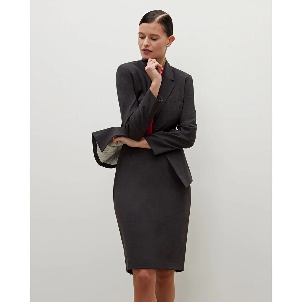 MM Lafleur The Cobble Hill Gray Wool Skirt Size 4 Melange Straight Pencil - Picture 3 of 12